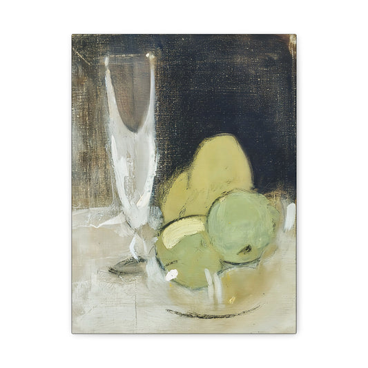 Green Apples And Champagne Glass (1934) by Helene Schjerfbeck / Reproduction Fine Art sur Toile /  Epaisseur 3.2 cm - 1.25 inch