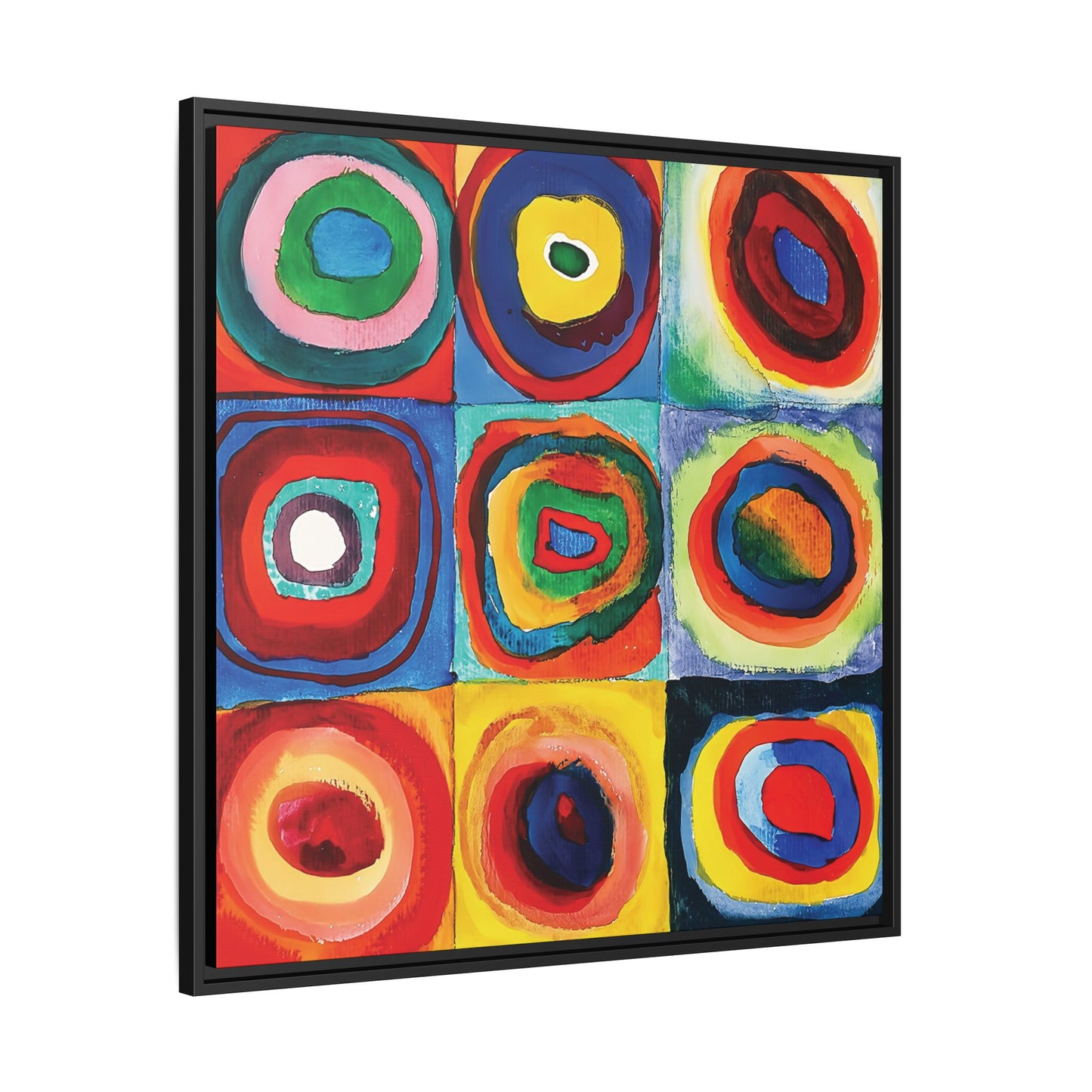 Wassily Kandinsky / Etude De Couleurs : Carrés avec Cercles Concentriques (1913) /Toile encadrée sur caisse américaine