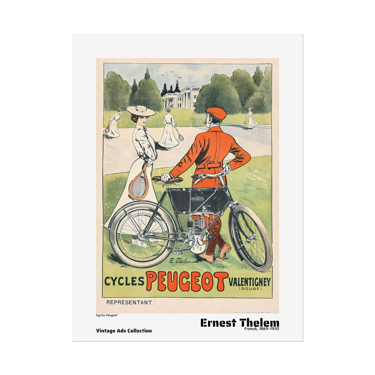 Cycles Peugeot by Ernest Thelem / Affiche imprimée - Série Vintage Ads Collection