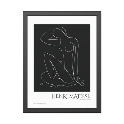 Nu assis (1952) by Henri Matisse version noire et blanche/ Affiche Encadrée série ART's Collection