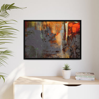 Tableau Beaux Arts Anthracite & Orange "Série Sign Collections" / Toile encadrée sur caisse américaine