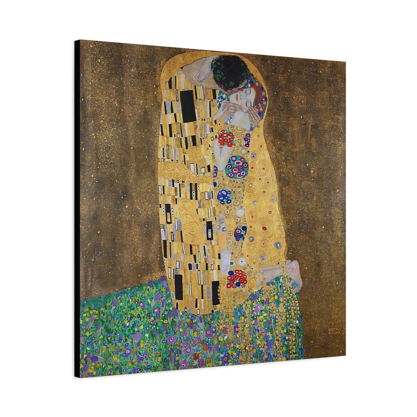 The kiss - lovers (1908) by Gustav Klimt / Reproduction Fine Art sur Toile / Flanc Large Epaisseur 3.2 cm - 1.25 inch