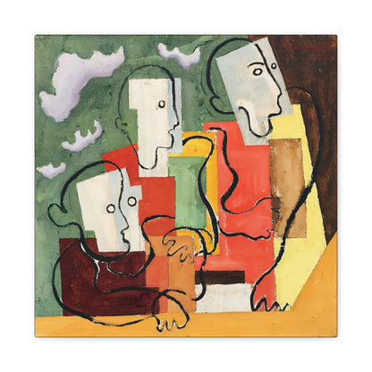 Trois personnages (1928) by Louis Marcoussis / Reproduction Fine Art sur Toile / Large Epaisseur 3.2 cm - 1.25 inch