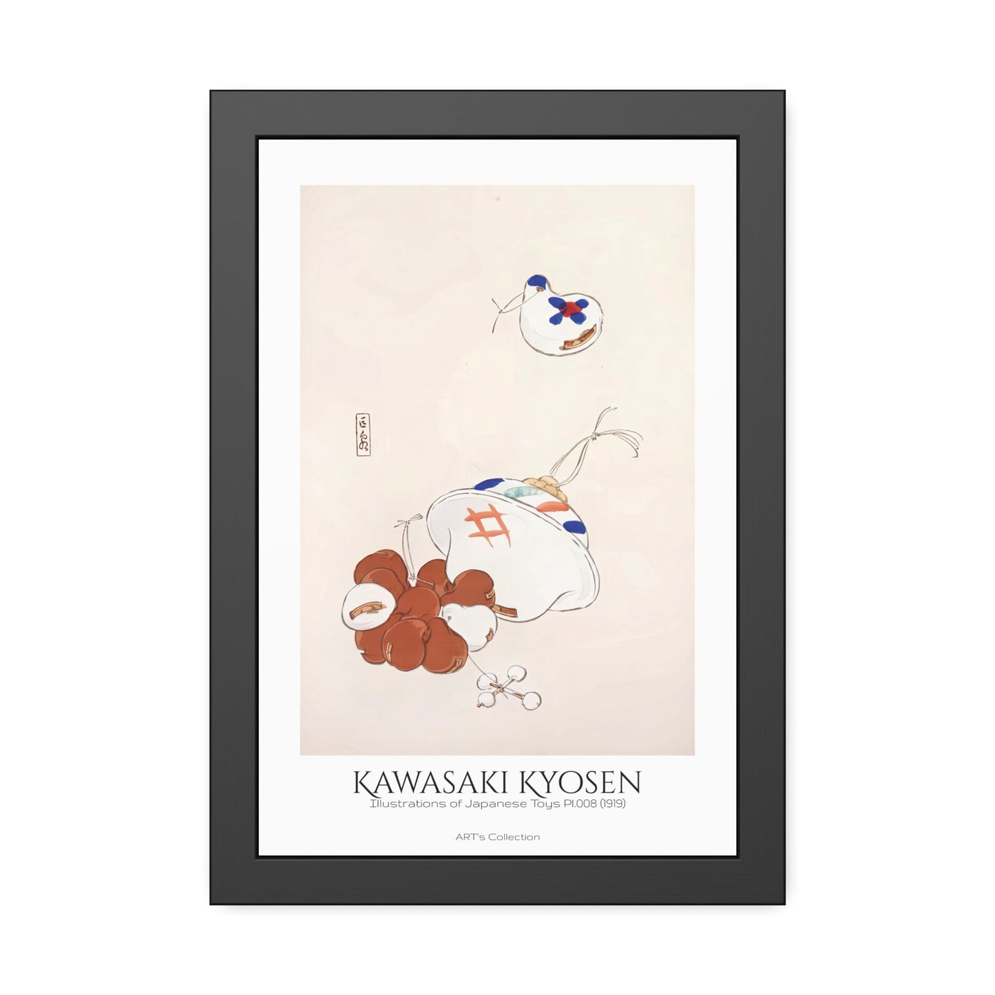 Illustrations of Japanese Toys Pl.008 (1919) by Kawasaki Kyosen / Affiche Encadrée série ART's Collection