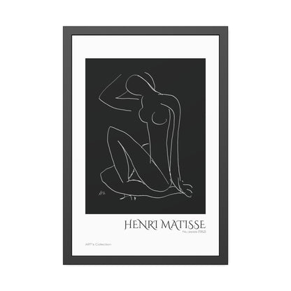 Nu assis (1952) by Henri Matisse version noire et blanche/ Affiche Encadrée série ART's Collection