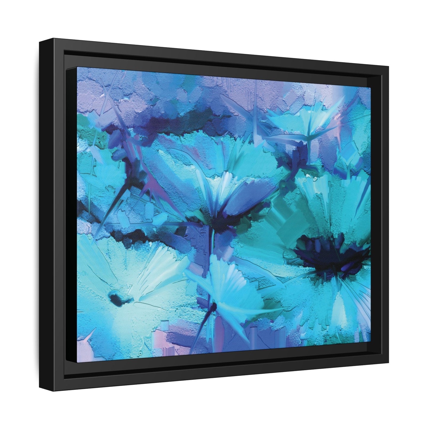 Tableau Floral Turquoise "Série Sign Collections" / Toile encadrée sur caisse américaine