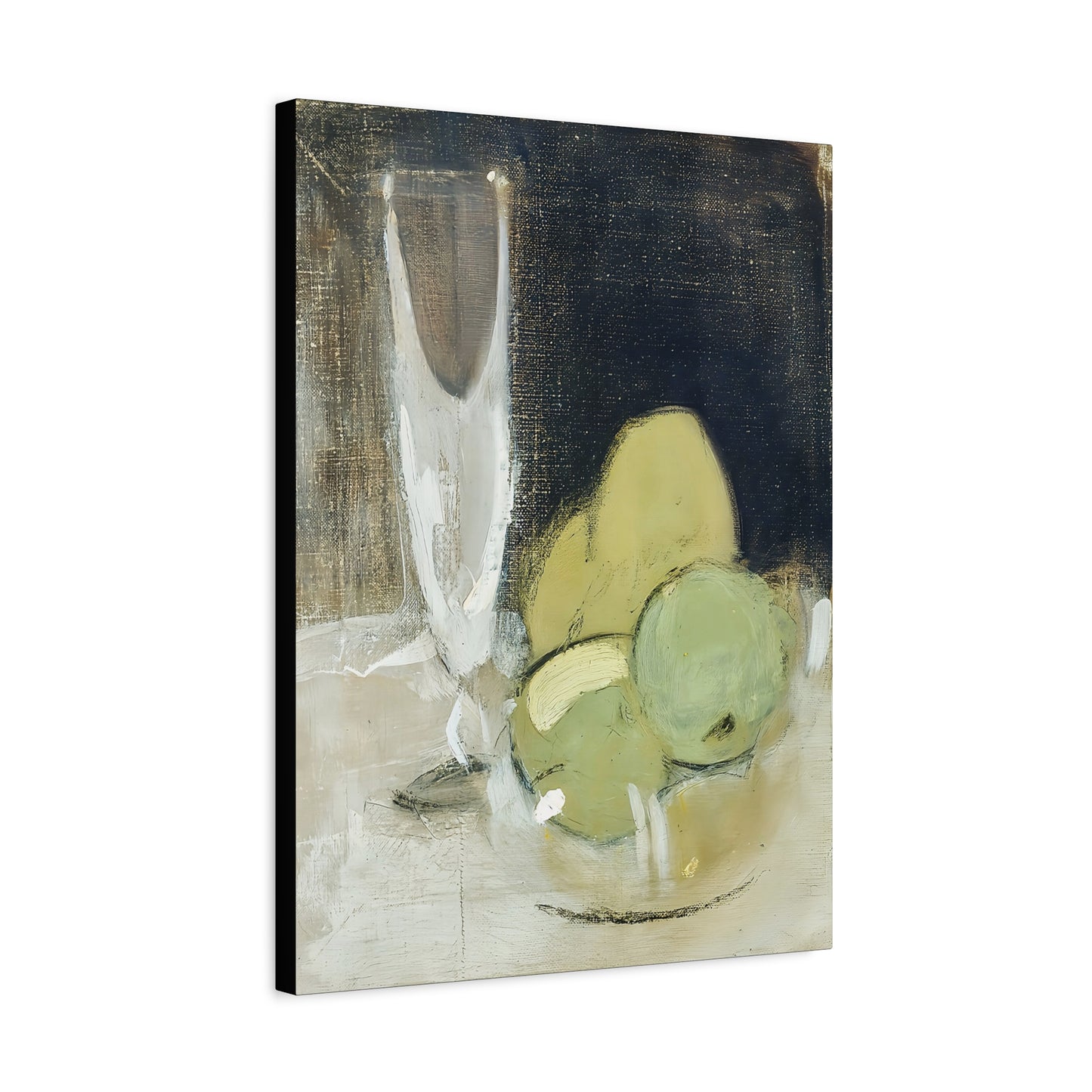 Green Apples And Champagne Glass (1934) by Helene Schjerfbeck / Reproduction Fine Art sur Toile /  Epaisseur 3.2 cm - 1.25 inch