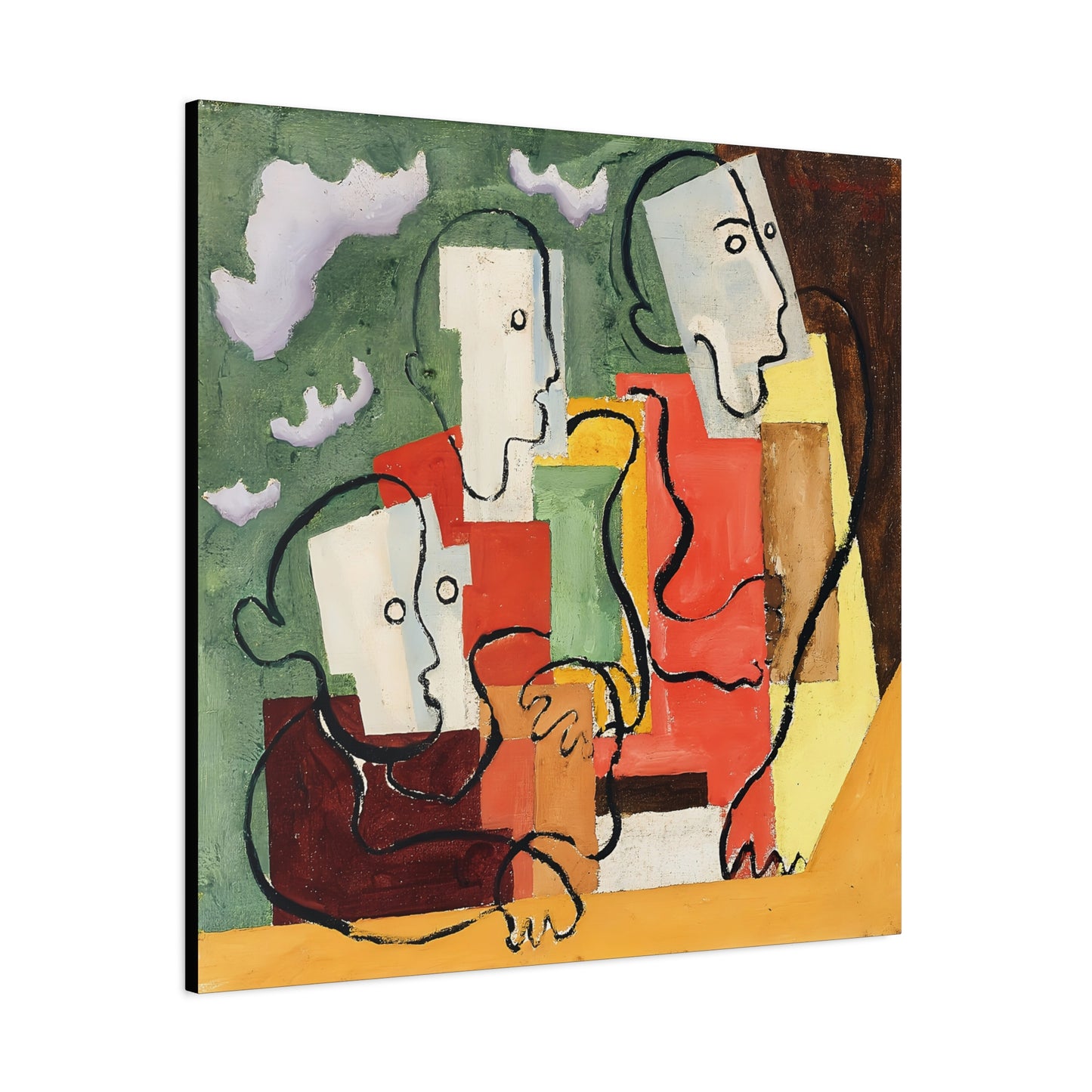 Trois personnages (1928) by Louis Marcoussis / Reproduction Fine Art sur Toile / Large Epaisseur 3.2 cm - 1.25 inch