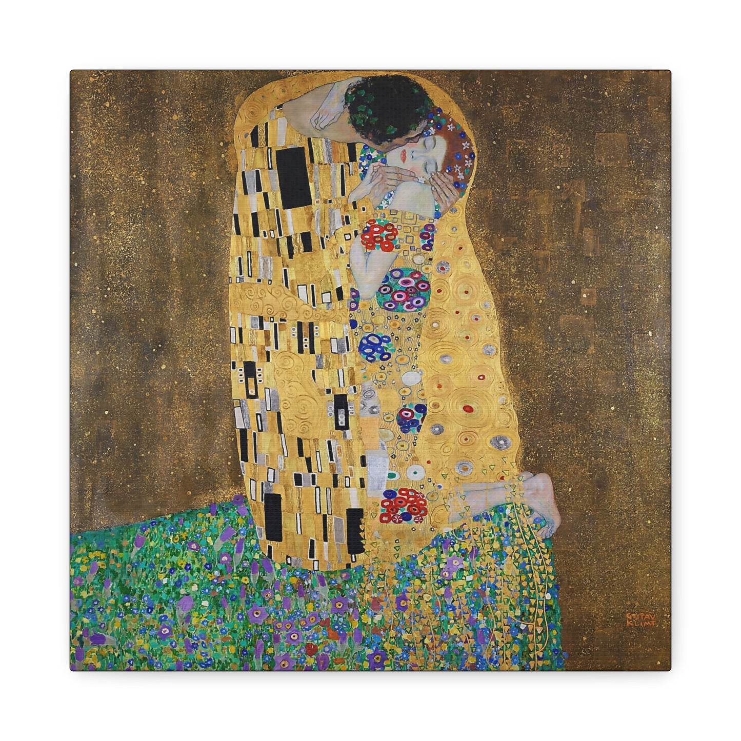 The kiss - lovers (1908) by Gustav Klimt / Reproduction Fine Art sur Toile / Flanc Large Epaisseur 3.2 cm - 1.25 inch