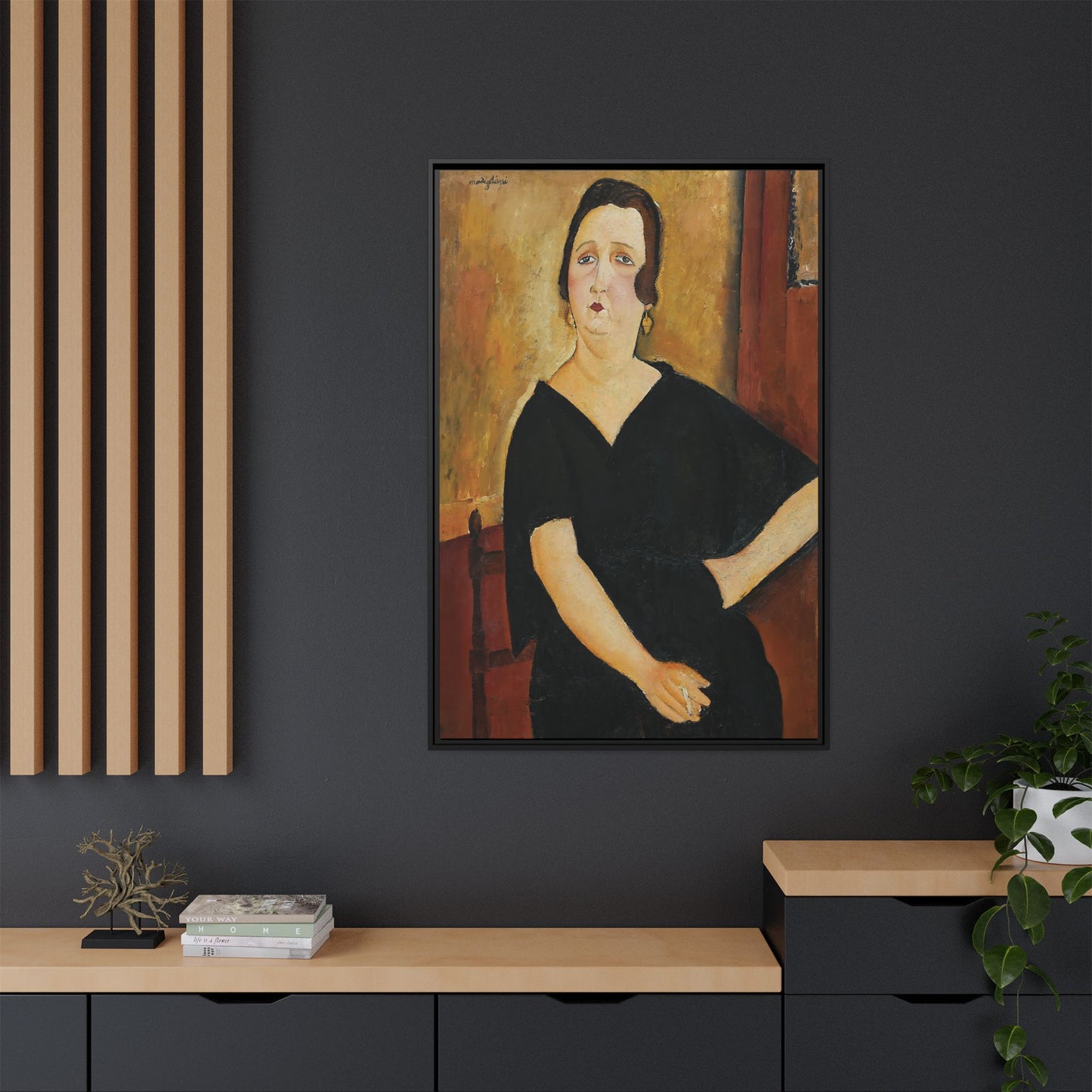 Madame Amédée - Woman with Cigarette (1918) by Amedeo Modigliani / Toile encadrée sur caisse américaine