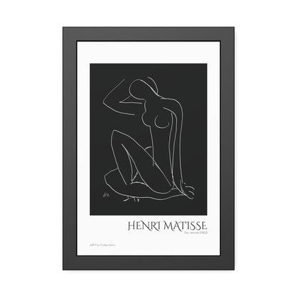 Nu assis (1952) by Henri Matisse version noire et blanche/ Affiche Encadrée série ART's Collection