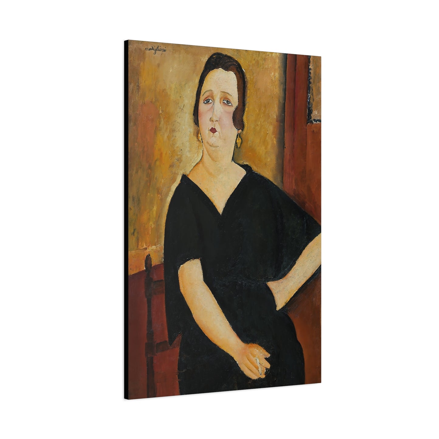 Woman with Cigarette (1918) by Amedeo Modigliani / Reproduction Fine Art sur Toile / Flanc Large Epaisseur 3.2 cm - 1.25 inch