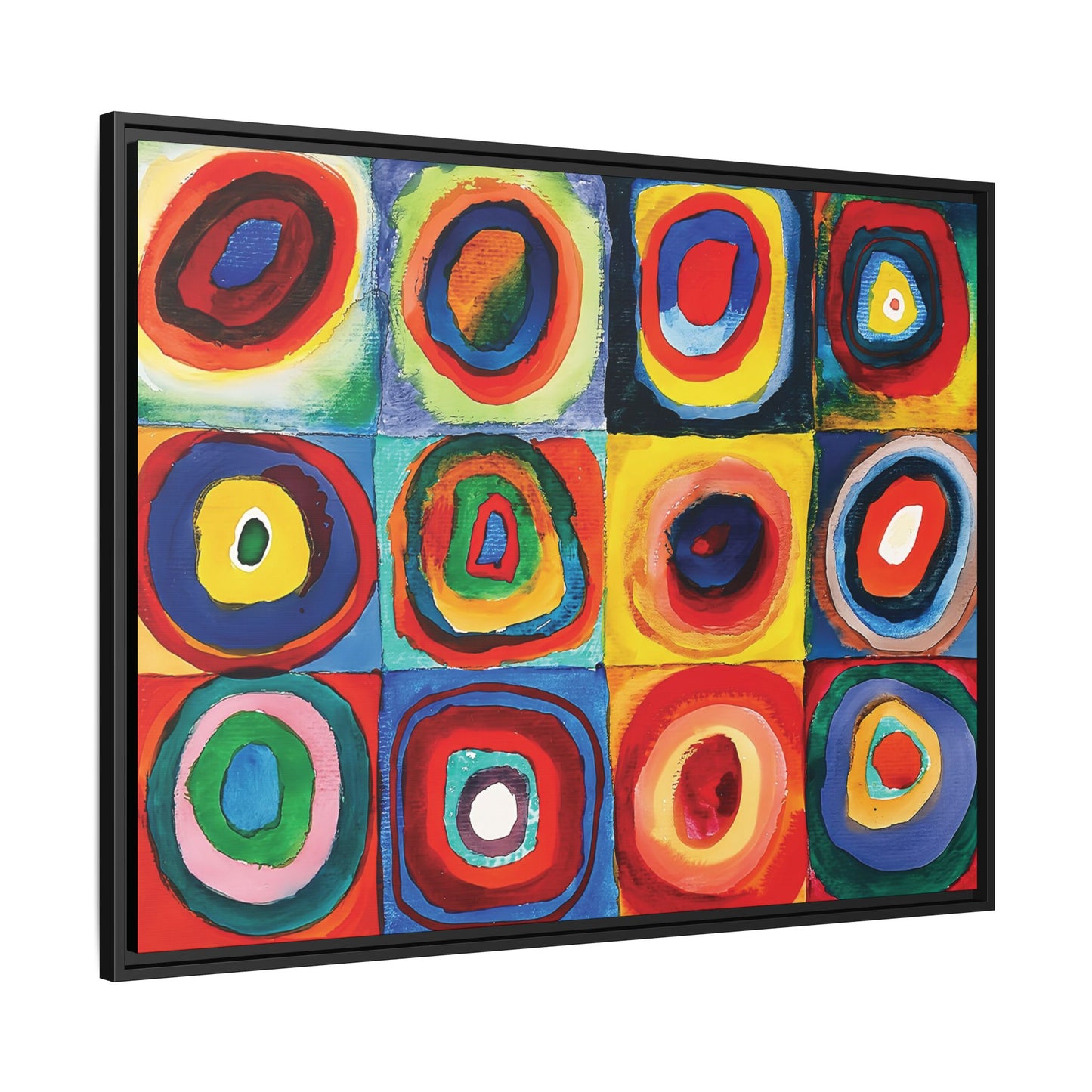Wassily Kandinsky / Etude De Couleurs : Carrés avec Cercles Concentriques (1913) /Toile encadrée sur caisse américaine