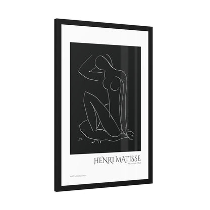 Nu assis (1952) by Henri Matisse version noire et blanche/ Affiche Encadrée série ART's Collection
