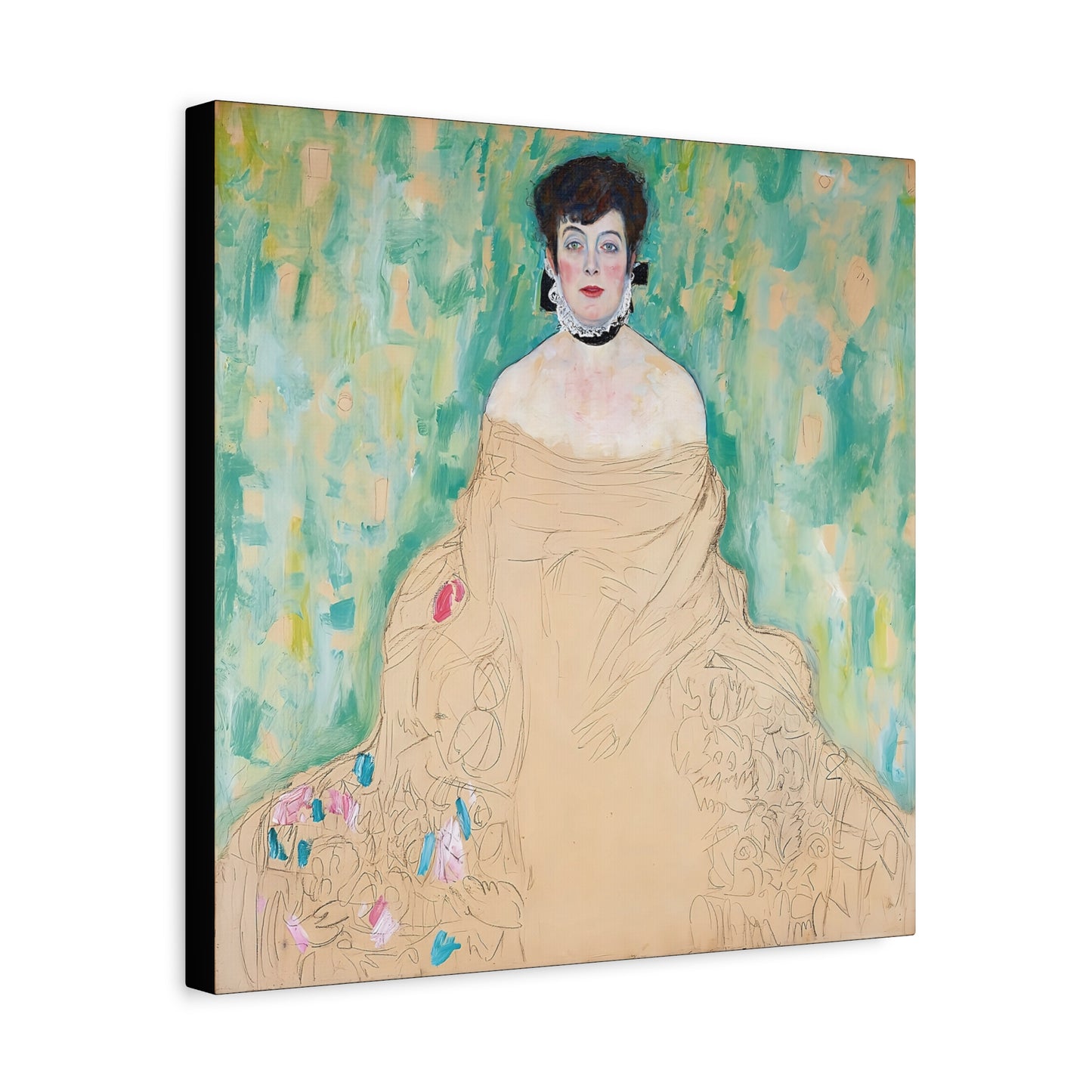 Amalie Zuckerkandl (1917) by Gustav Klimt / Reproduction Fine Art sur Toile / Flanc Large Epaisseur 3.2 cm - 1.25 inch