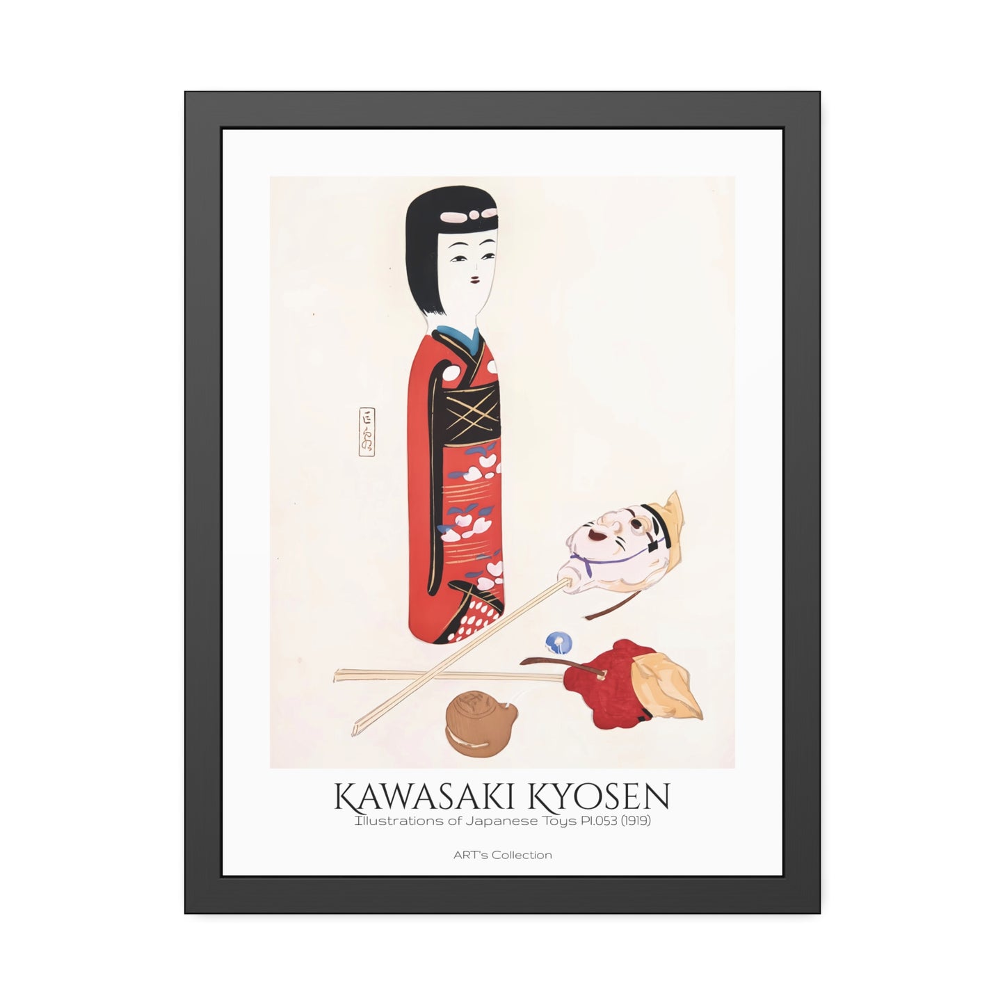 Illustrations of Japanese Toys Pl.053 (1919) by Kawasaki Kyosen / Affiche Encadrée série ART's Collection