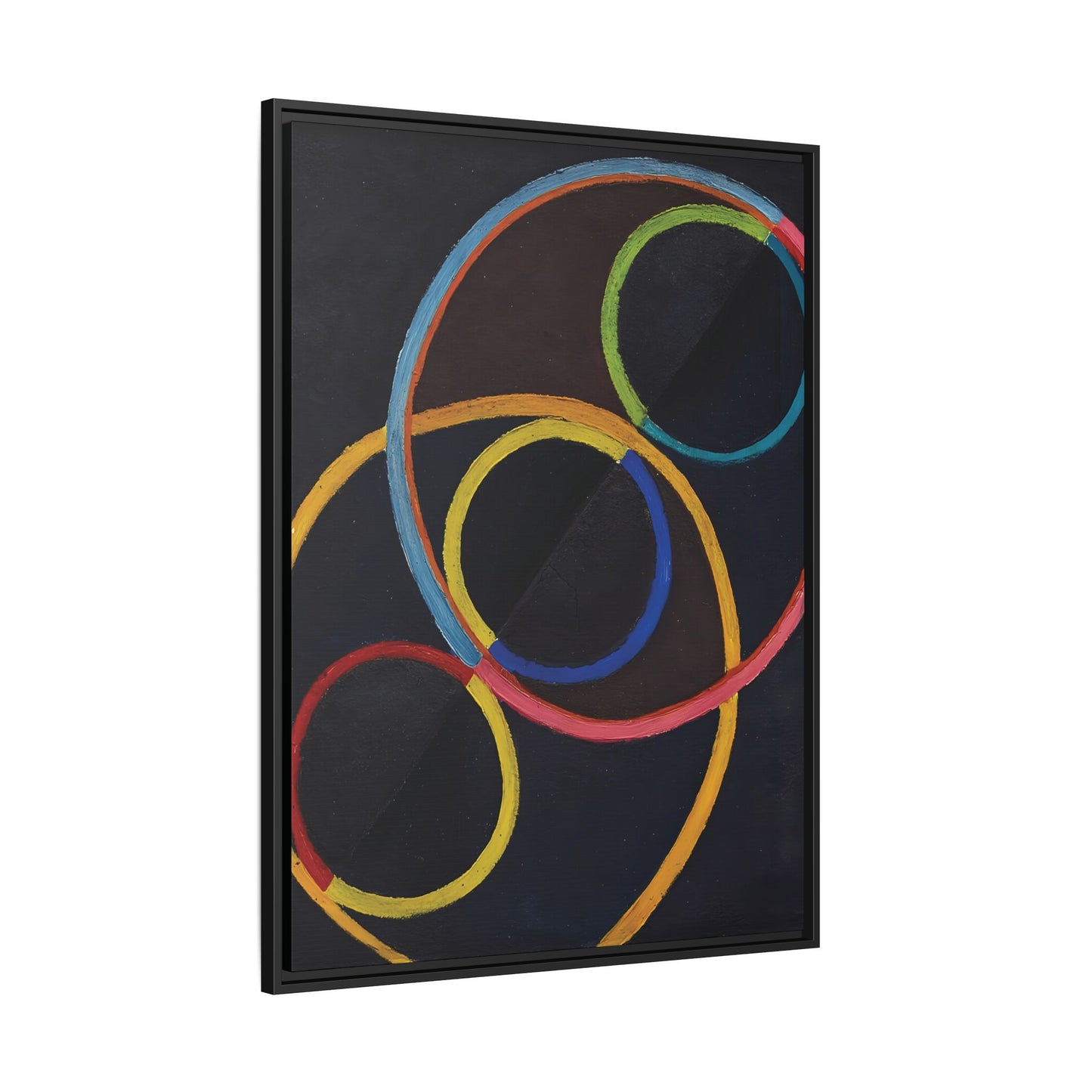 Relief noir avec des cercles de couleur  by Robert Delaunay  / Toile encadrée sur caisse américaine