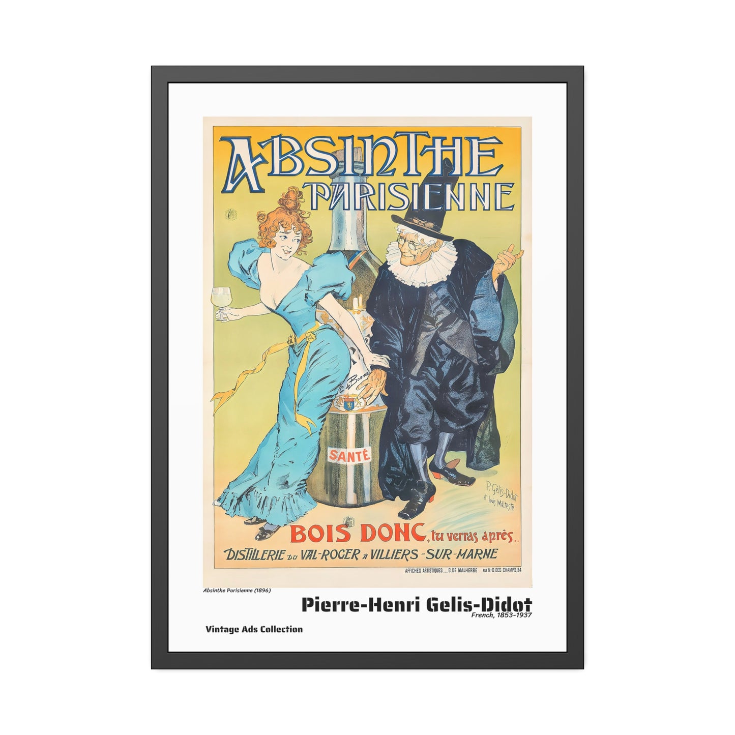 Absinthe Parisienne (1896) by Pierre-Henri Gelis-Didot / Affiche Encadrée Série Vintage Ads Collection