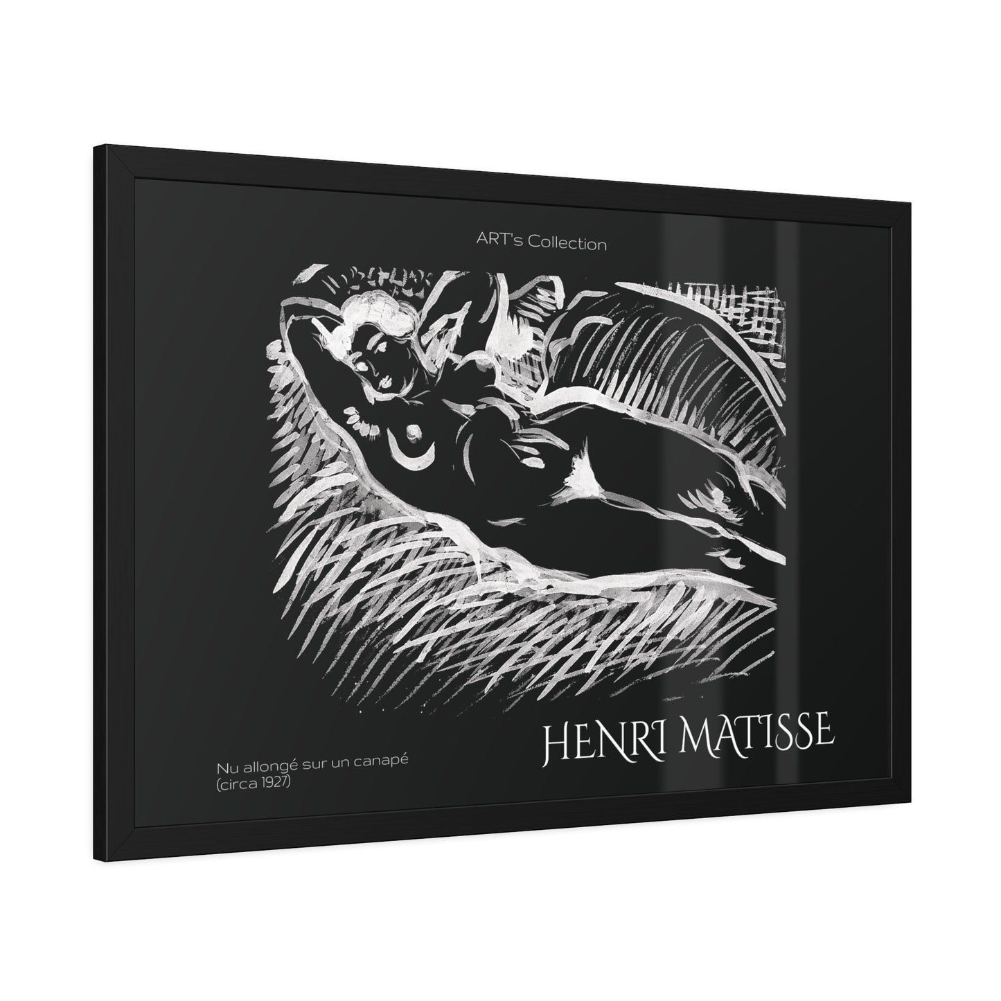 Nu allongé sur un canapé (circa 1927) black édition by Henry Matisse  / Affiche Encadrée série ART's Collection