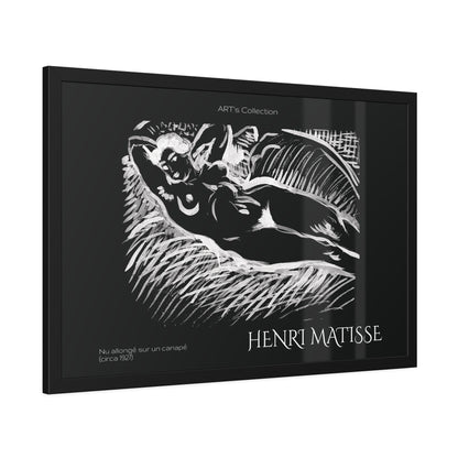 Nu allongé sur un canapé (circa 1927) black édition by Henry Matisse  / Affiche Encadrée série ART's Collection