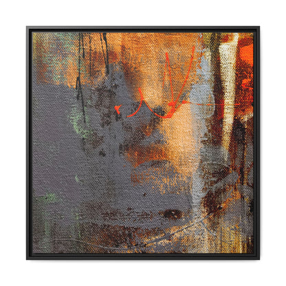 Tableau Beaux Arts Anthracite & Orange "Série Sign Collections" / Toile encadrée sur caisse américaine