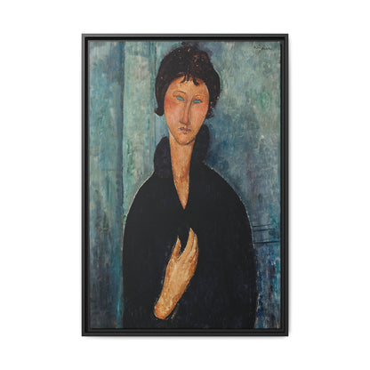 Femme aux yeux bleus (1918)  by Amedeo Modigliani / Toile encadrée sur caisse américaine