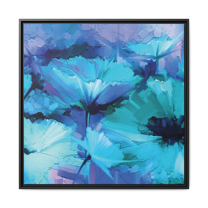 Tableau Floral Turquoise "Série Sign Collections" / Toile encadrée sur caisse américaine