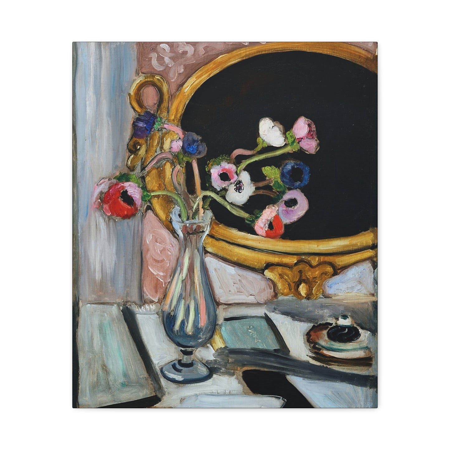 Anémones au miroir noir (1919) by Henri Matisse / Reproduction Fine Art sur Toile /  Epaisseur 3.2 cm - 1.25 inch