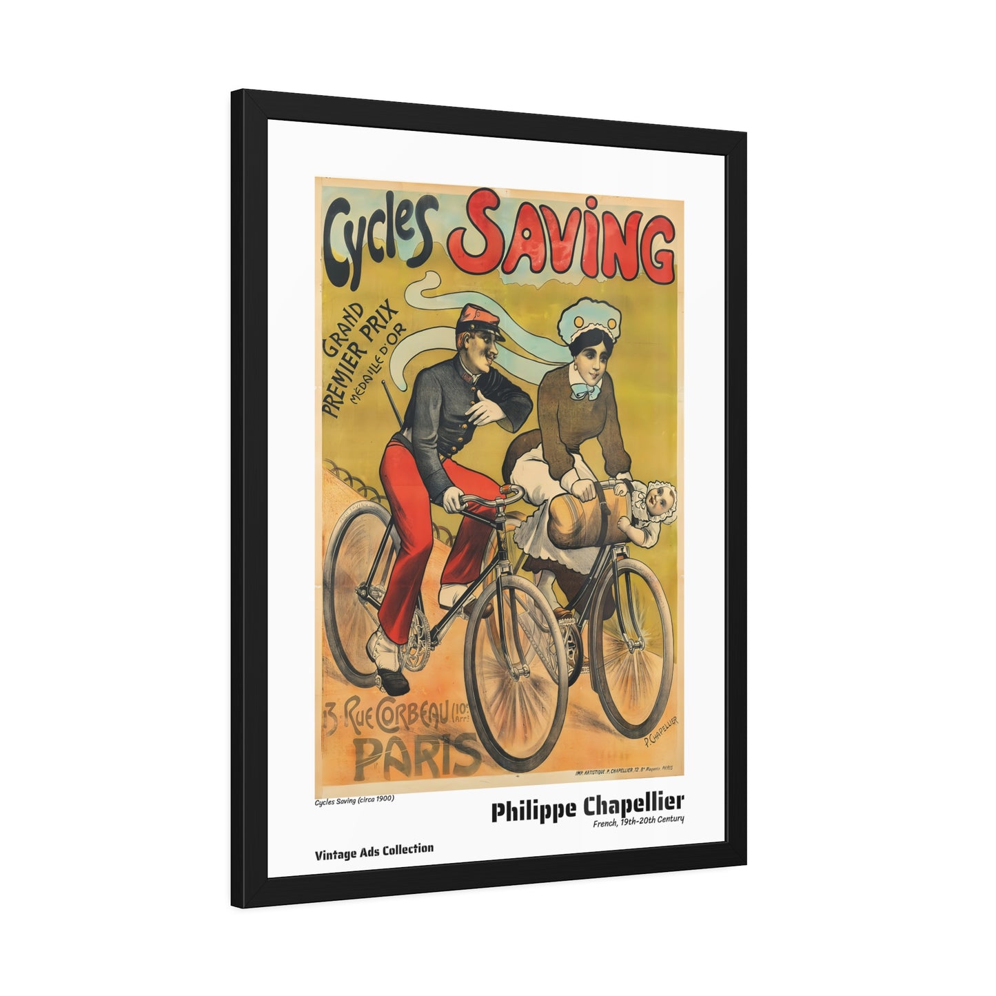 Cycles Saving (circa 1900) by Philippe Chapellier / Affiche Encadrée Série Vintage Ads Collection