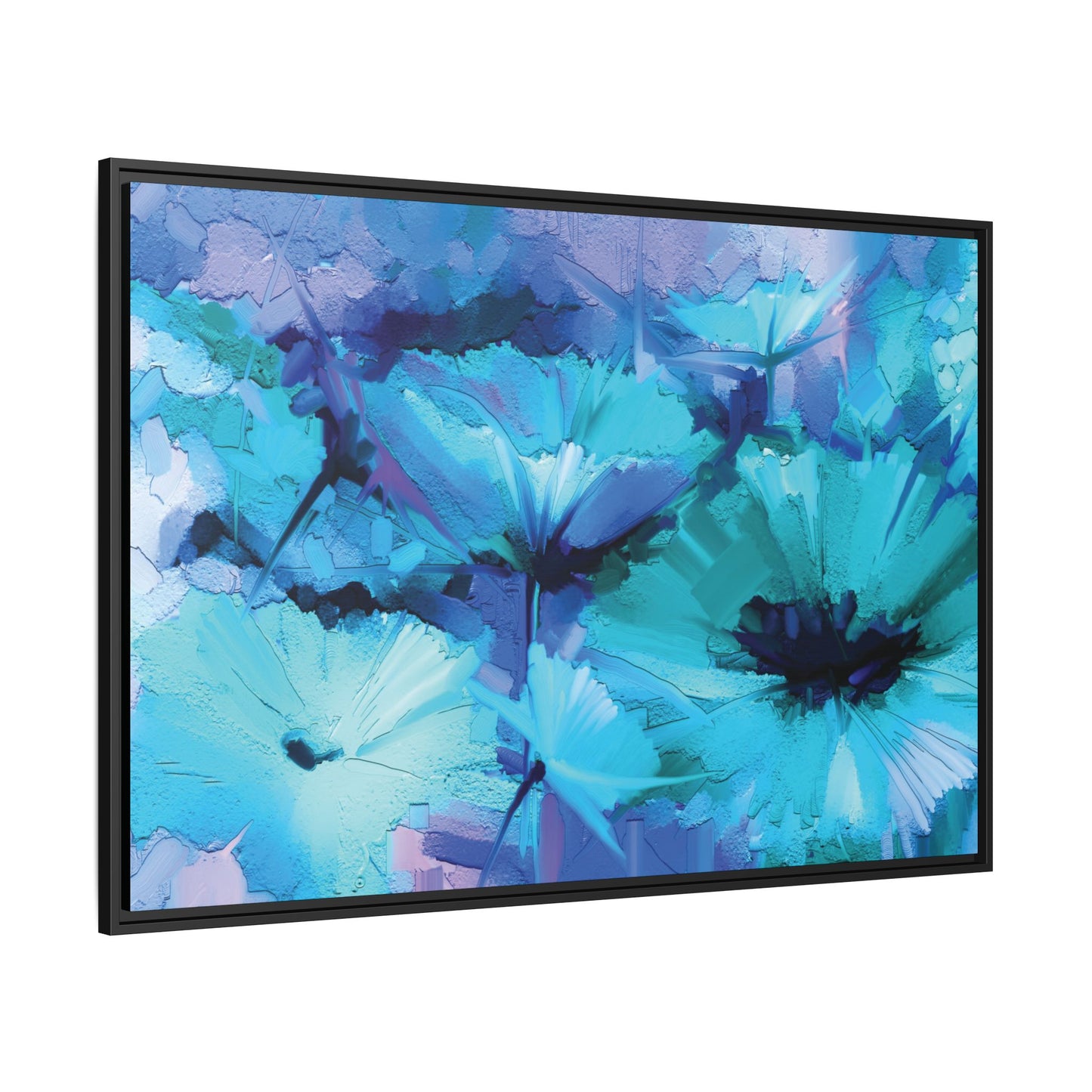 Tableau Floral Turquoise "Série Sign Collections" / Toile encadrée sur caisse américaine