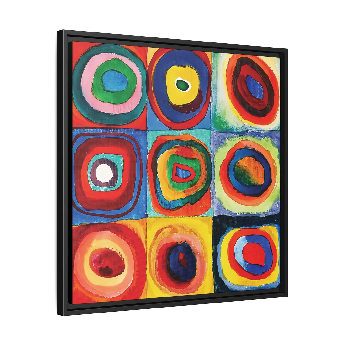 Wassily Kandinsky / Etude De Couleurs : Carrés avec Cercles Concentriques (1913) /Toile encadrée sur caisse américaine