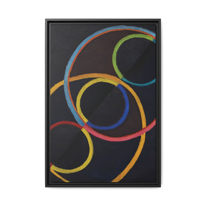Relief noir avec des cercles de couleur  by Robert Delaunay  / Toile encadrée sur caisse américaine
