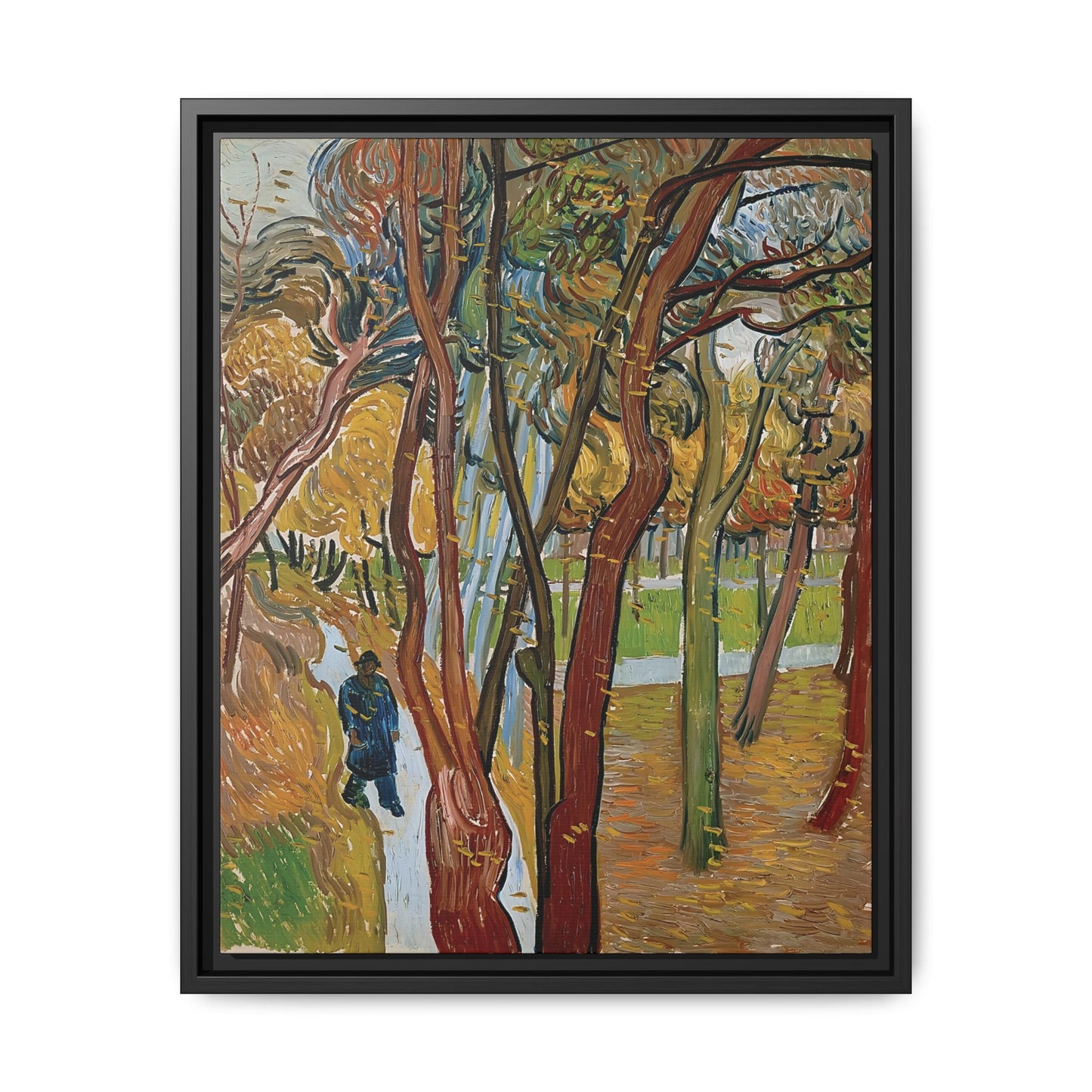 The garden of Saint Paul's Hospital (The fall of the leaves) by Vincent van Gogh / Toile encadrée sur caisse américaine