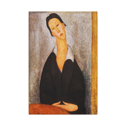 Portrait Of A Polish Woman  by Amedeo Modigliani / Reproduction Fine Art sur Toile / Flanc Large Epaisseur 3.2 cm - 1.25 inch