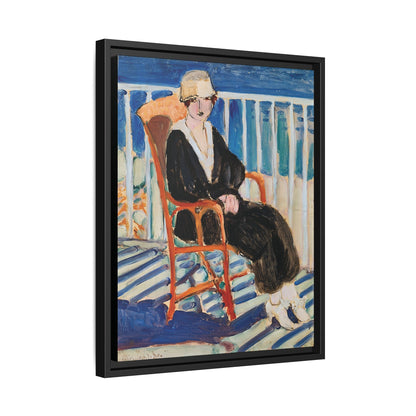 Jeune fille au balcon sur la mer (1918) by Henri Matisse / Toile encadrée sur caisse américaine