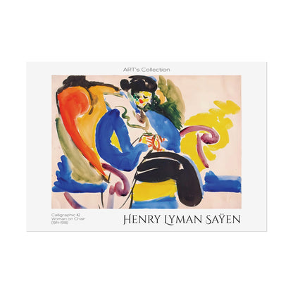 Calligraphic #2 Woman on Chair (1914-1918) by Henry Lyman Saÿen / Affiche imprimée - Série ART's Collection