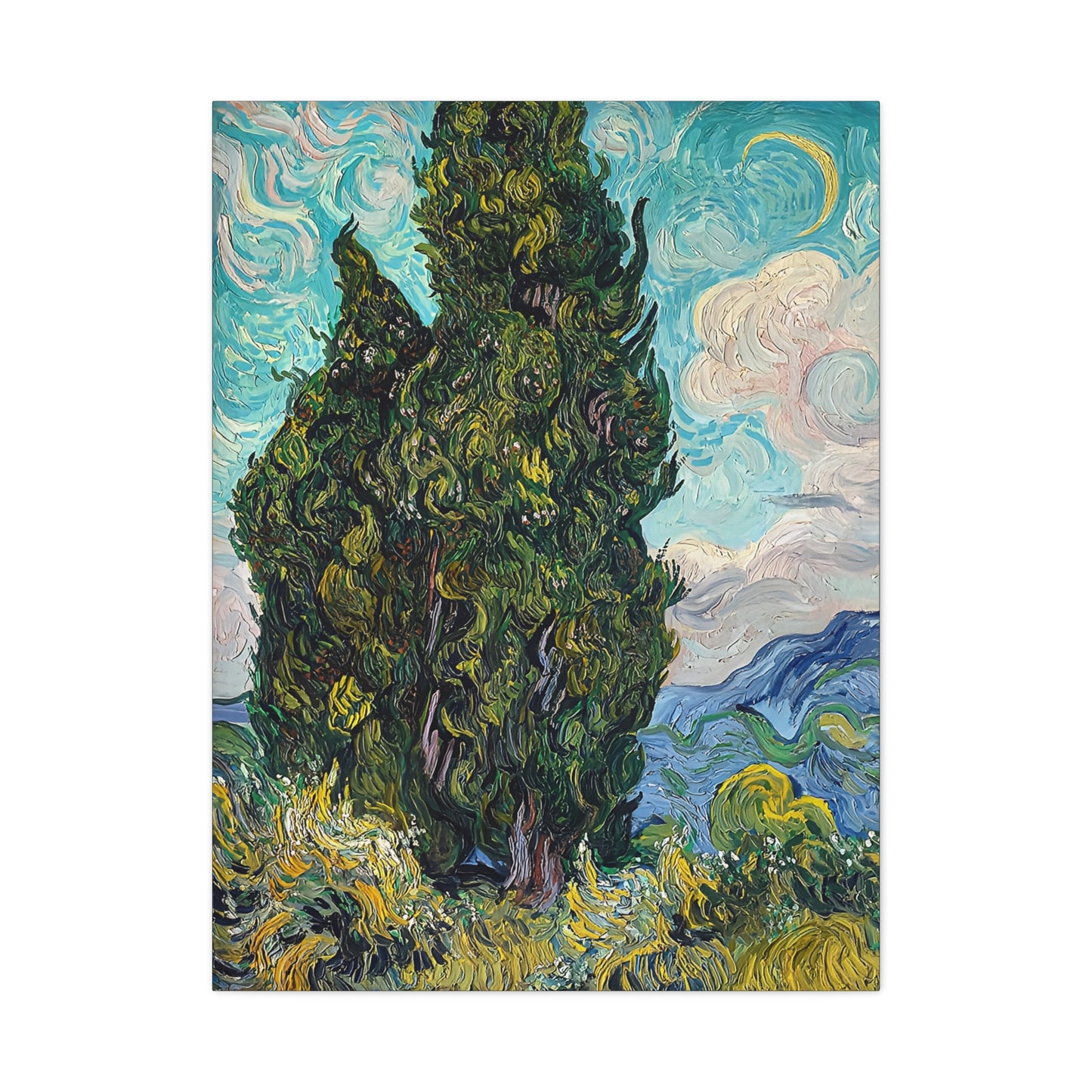 Cypresses (1889) by Vincent van Gogh  / Reproduction Fine Art sur Toile / Epaisseur 3,2cm - 1'25 po