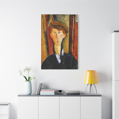 Young Man with a Cap (early 20th century) by Amedeo Modigliani / Reproduction Fine Art sur Toile / Flanc Large Epaisseur 3.2 cm - 1.25 inch