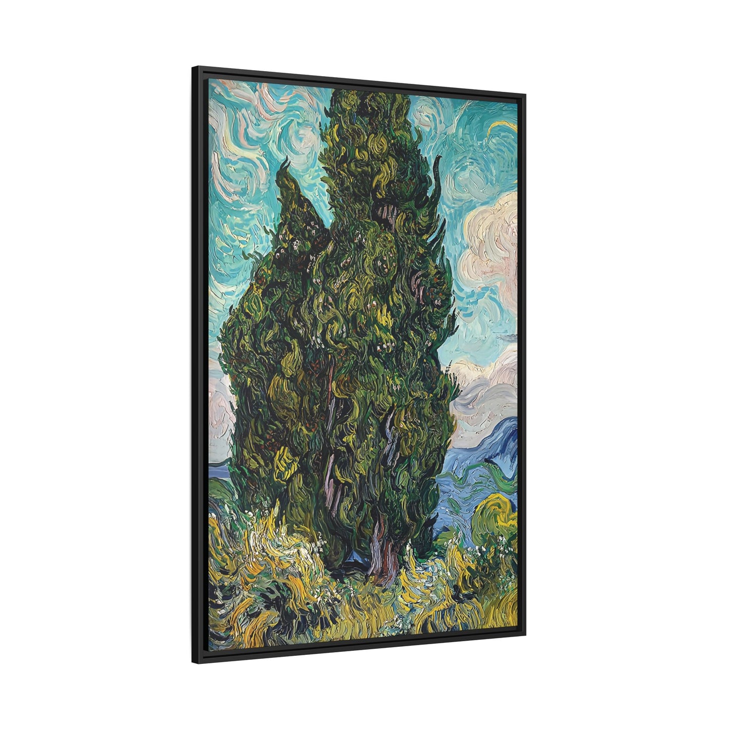 Cypresses (1889) by Vincent van Gogh / Toile encadrée sur caisse américaine