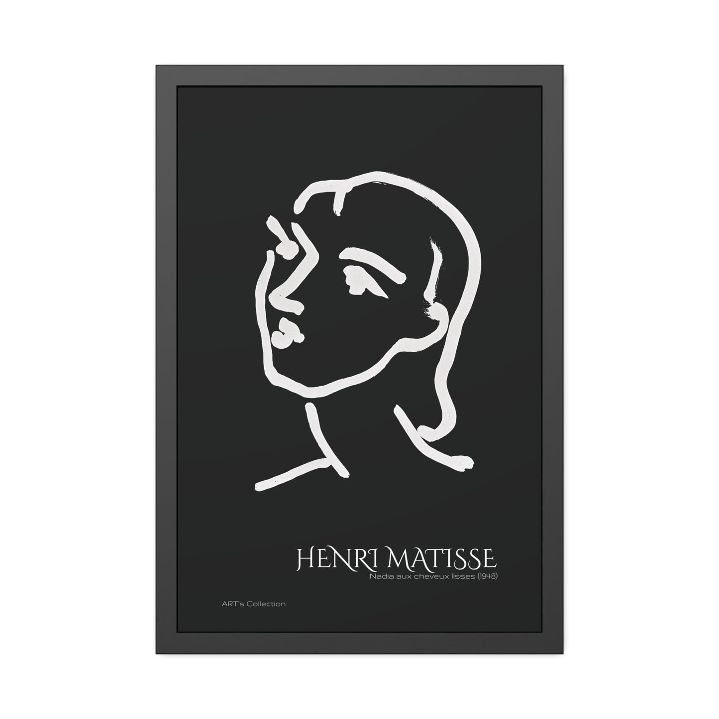 Nadia aux cheveux lisses (1948) black édition by Henri Matisse / Affiche Encadrée série ART's Collection