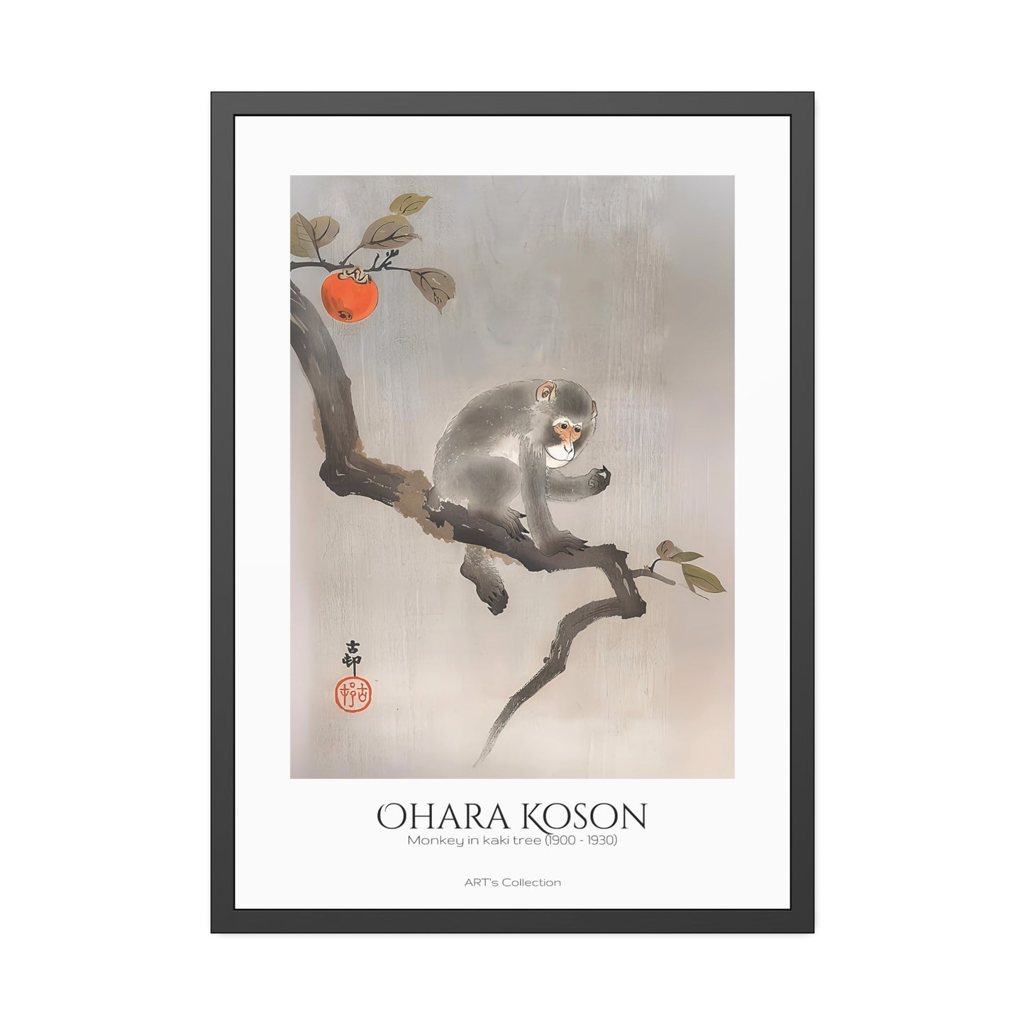 Monkey in kaki tree (1900-1930) by Ohara Koson / Affiche Encadrée série ART's Collection