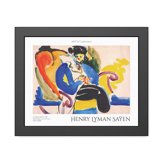 Calligraphic #2 Woman on Chair (1914-1918) by Henry Lyman Saÿen  / Affiche Encadrée série ART's Collection