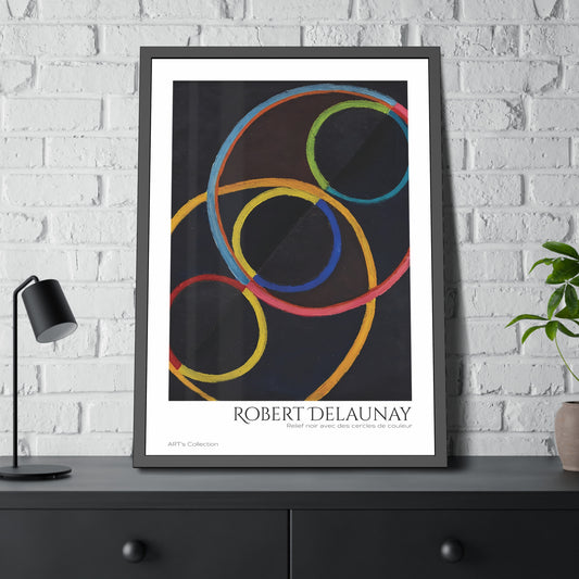 Relief noir avec des cercles de couleur by Robert Delaunay / Affiche Encadrée série ART's Collection