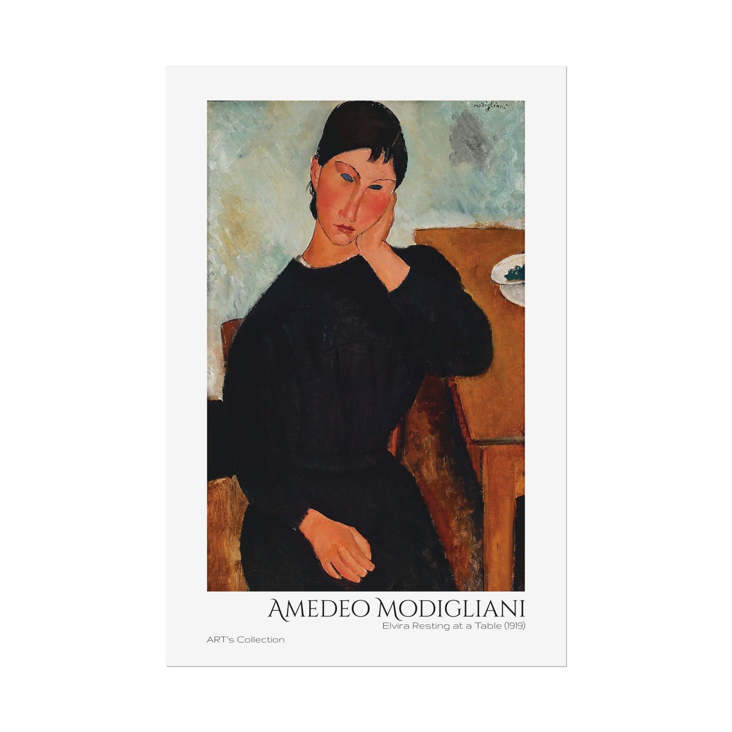 Elvira Resting at a Table (1919) by Amedeo Modigliani / Affiche imprimée - Série ART's Collection