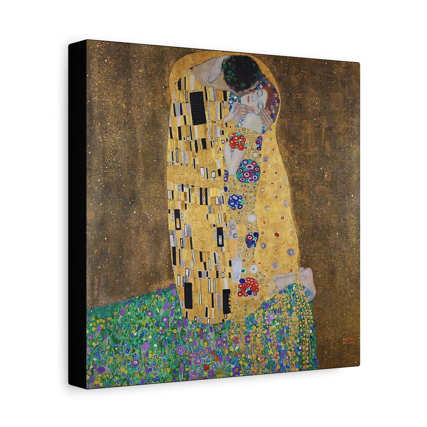 The kiss - lovers (1908) by Gustav Klimt / Reproduction Fine Art sur Toile / Flanc Large Epaisseur 3.2 cm - 1.25 inch