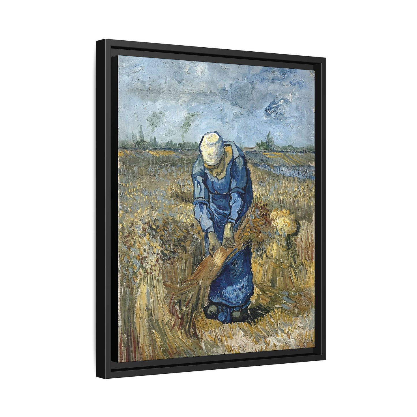 Peasant Woman Binding Sheaves (After Millet) by Vincent van Gogh / Toile encadrée sur caisse américaine