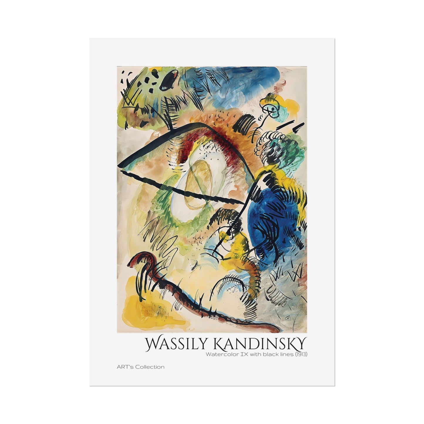 Watercolor IX with black lines (1913) by Wassily Kandinsky / Affiche imprimée - Série ART's Collection