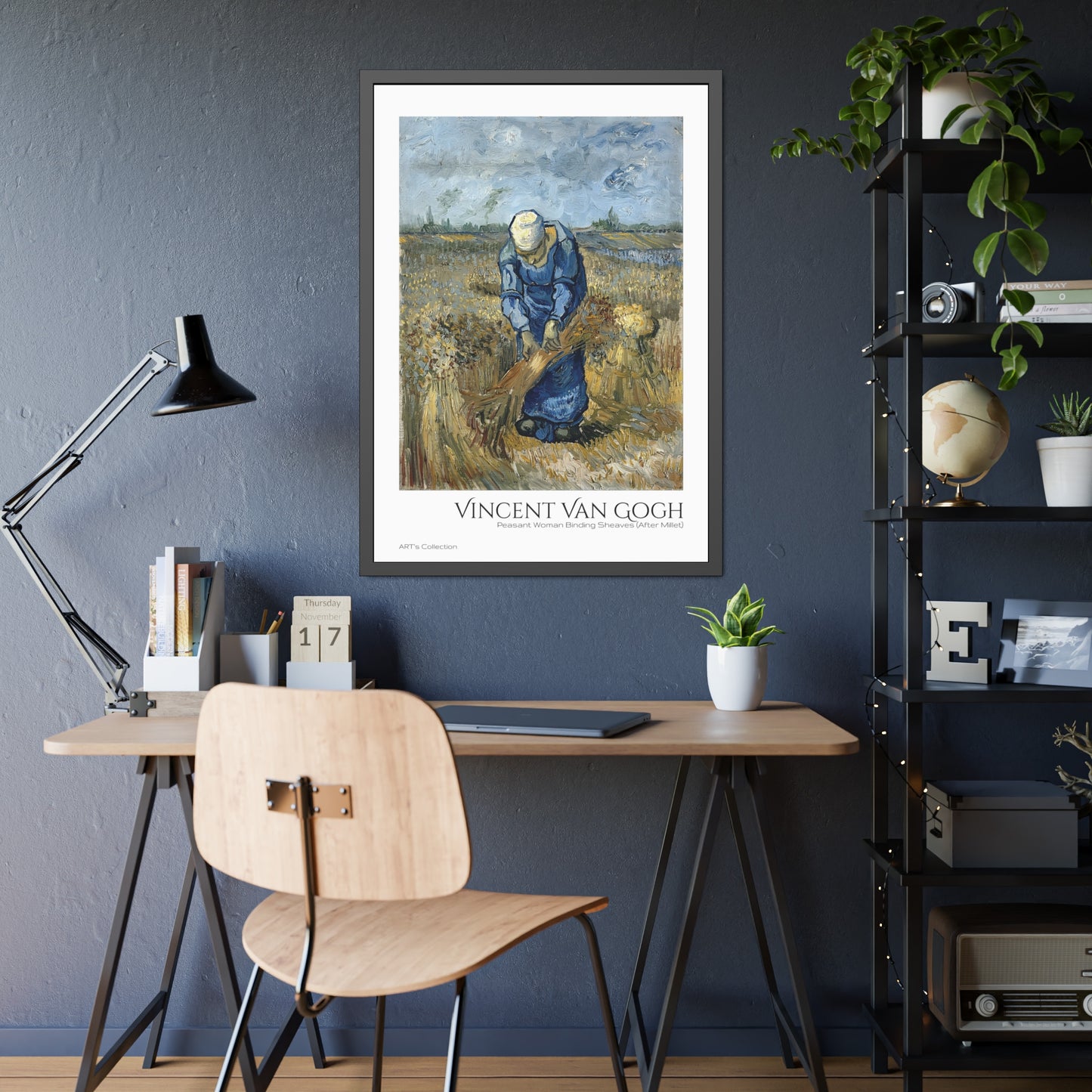 Peasant Woman Binding Sheaves (After Millet) by Vincent Van Gogh / Affiche Encadrée série ART's Collection