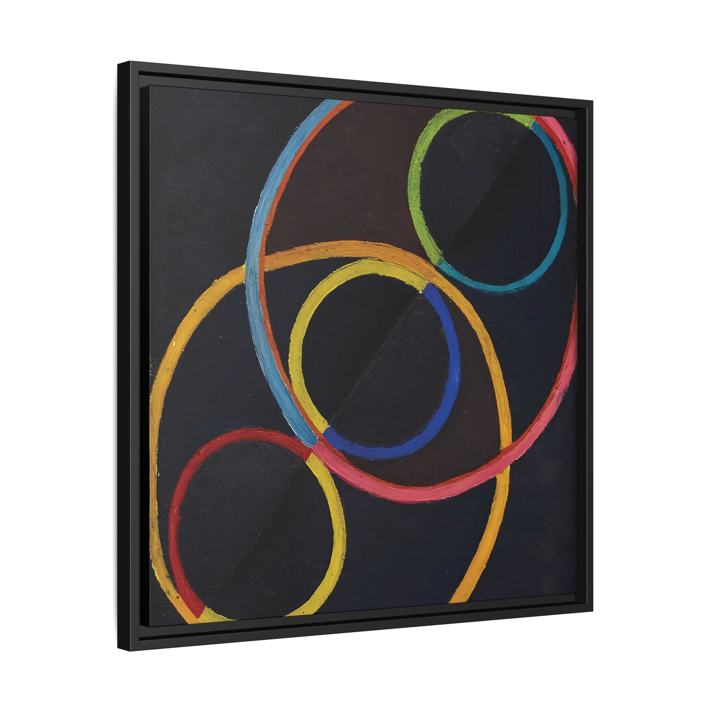 Relief noir avec des cercles de couleur  by Robert Delaunay  / Toile encadrée sur caisse américaine