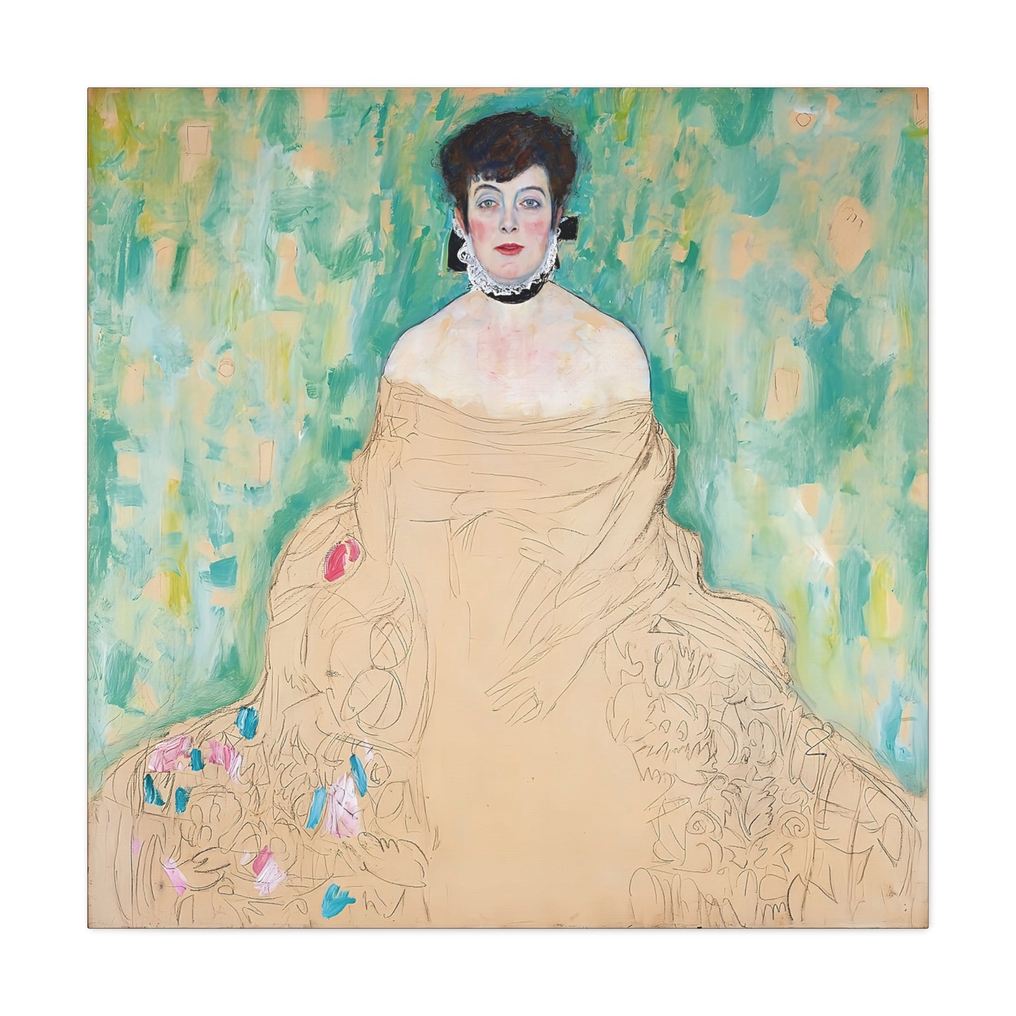 Amalie Zuckerkandl (1917) by Gustav Klimt / Reproduction Fine Art sur Toile / Flanc Large Epaisseur 3.2 cm - 1.25 inch